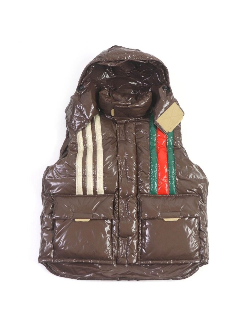 Gucci Adidas Sherry Line Three Stripes Down Vest Brown 44